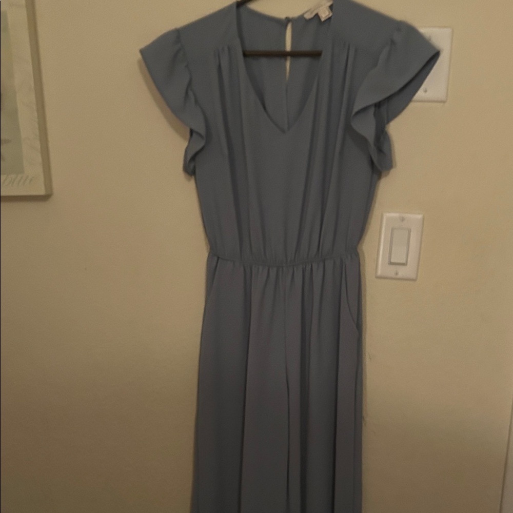 Chic Blue Maxi Dress with Ruffle Detail